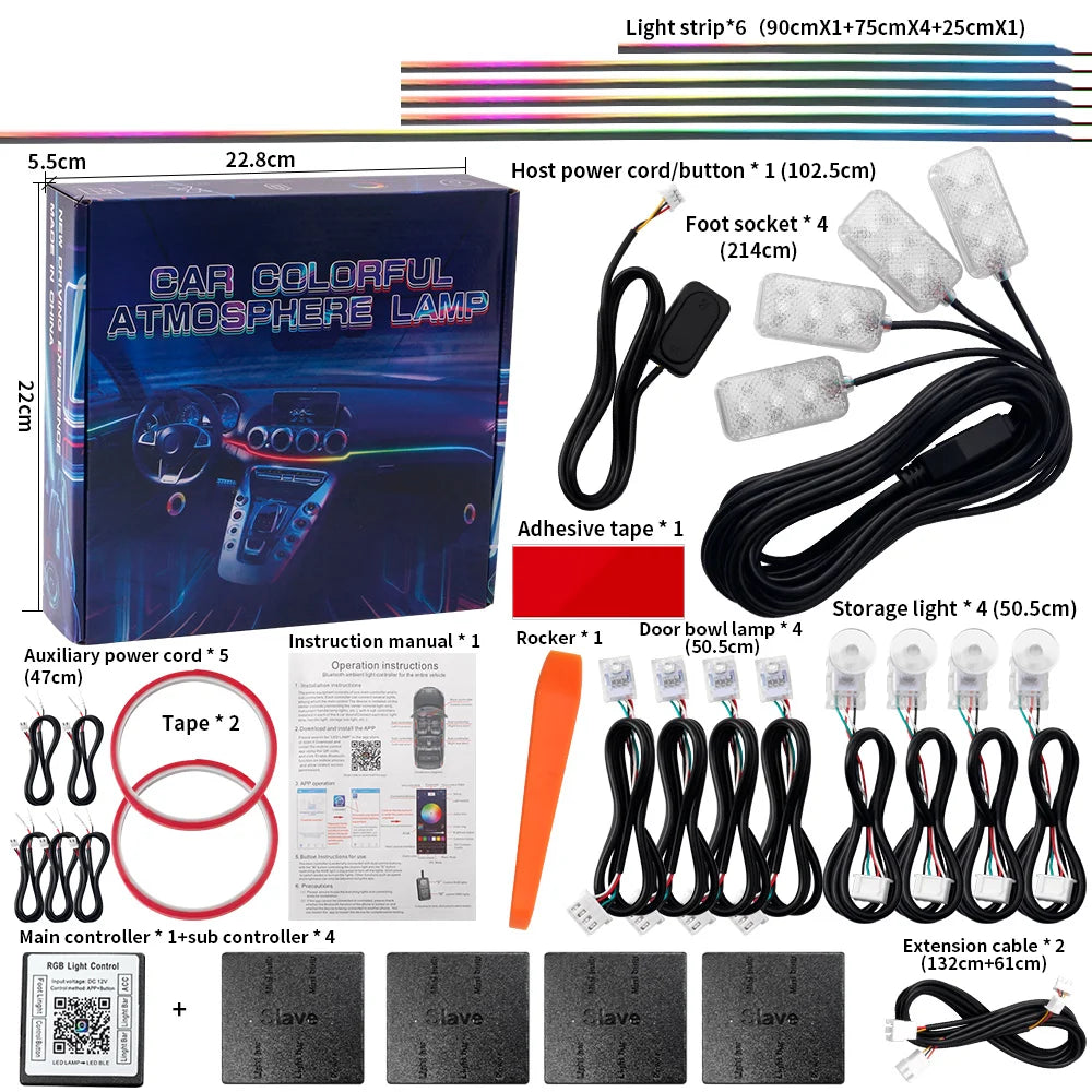 18 in 1 Dual Zone Symphony Streamer Car Ambient Light Interior (best seller)