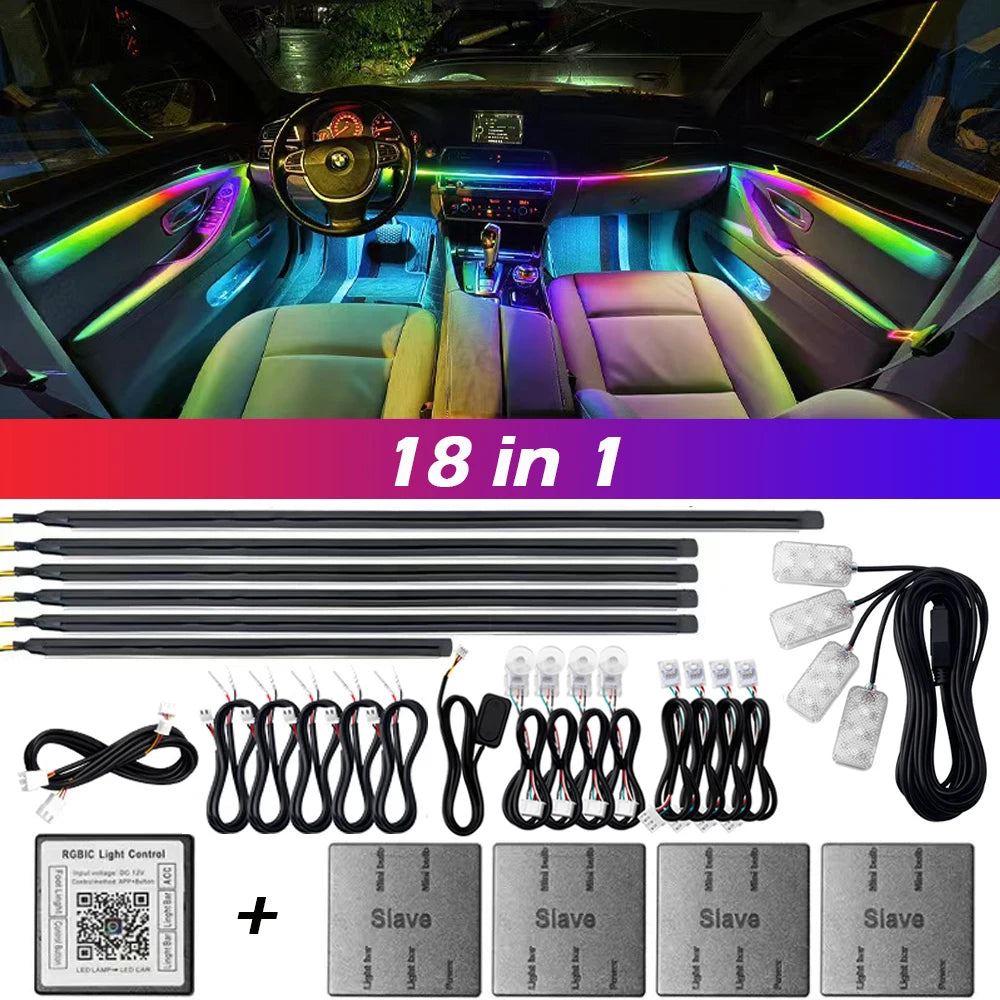 18 in 1 Dual Zone Symphony Streamer Car Ambient Light Interior (best seller)