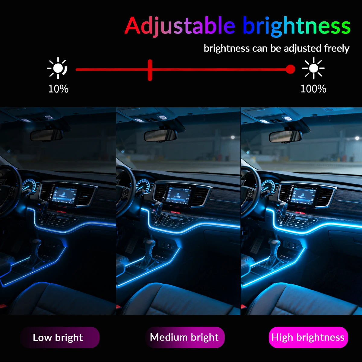 18IN1 Full Color Streamer Car Ambient Lights RGB 64 Color Universal LED